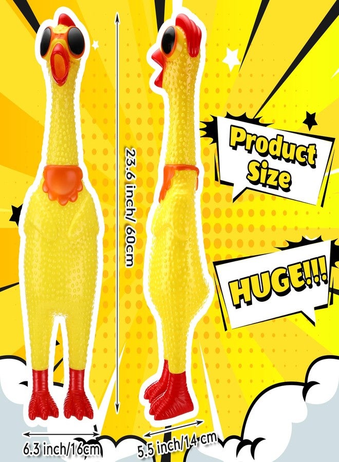 Arrowbash دجاجة آروباش العملاقة الصارخة بطول 23.6 بوصة، دجاجة كبيرة تصرخ وتصدر أصواتًا مزعجة، أداة مبتكرة كهدية طريفة (أصفر) - Image 3